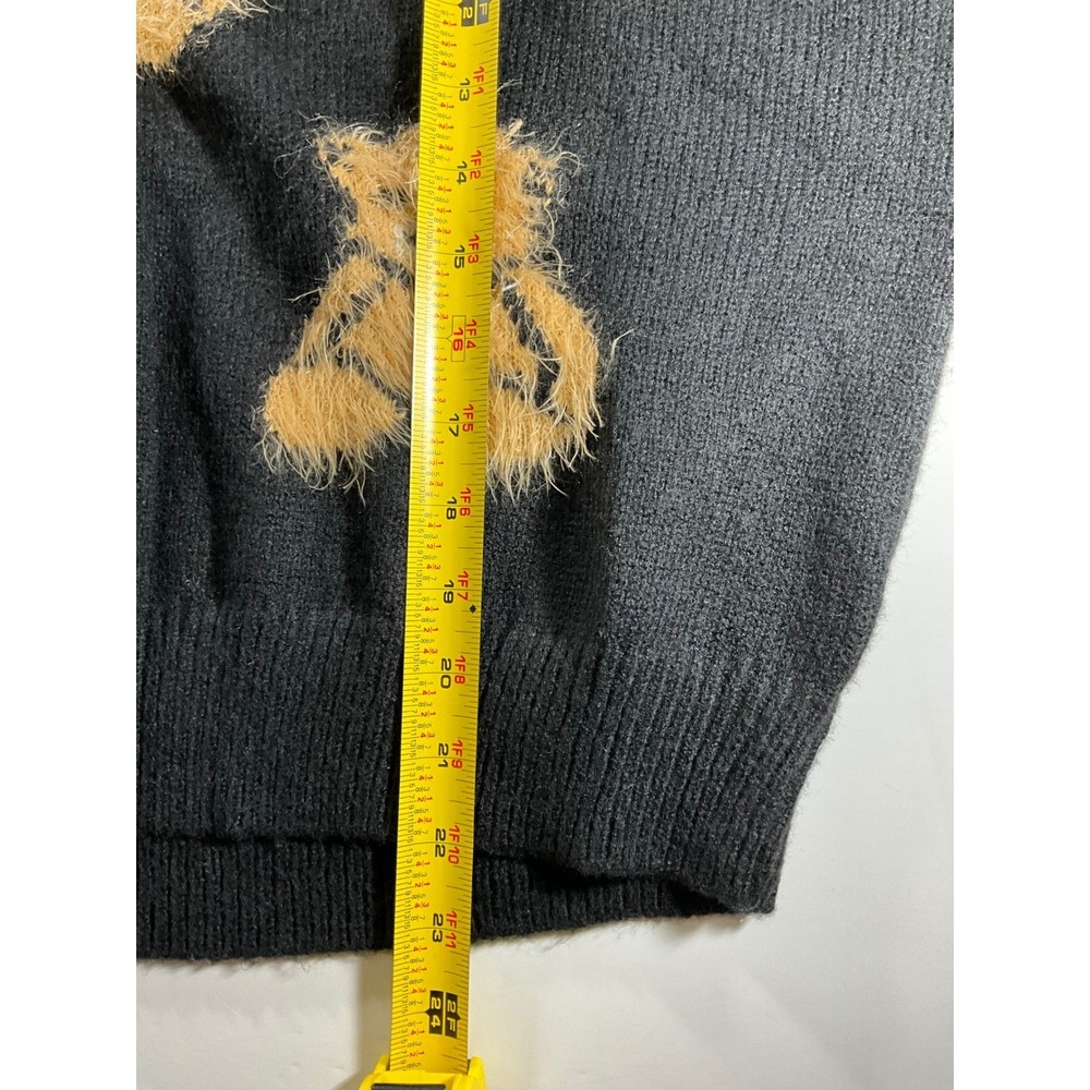 Simply Southern Black Teddy Bear Fuzzy Knit Crewneck Sweater L - Picture 7 of 8